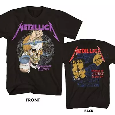 METALLICA Damaged Justice L LARGE Official T-Shirt Black Mens Band Logo Hammer • $17.77