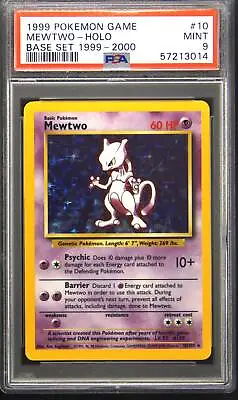 1999 Base Set 1999-2000 4th Print Mewtwo 10/102 Holo Rare Pokemon Card PSA 9 • $325