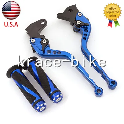 For Yamaha YZF 350 BANSHEE 350 1997-2008 CNC Brake Clutch Levers Grips Long Blue • $37.99