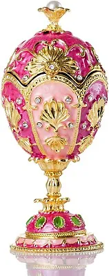 Faberge Egg Pink Gold Trinket Box Classic Hand-Painted Ornaments Gift Home Decor • $40