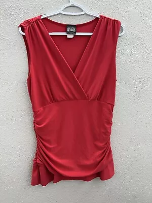 Womens B. Moss Red Tank Top Size Unknown Sleeveless Ruched Sided V-Neck  • $9.98