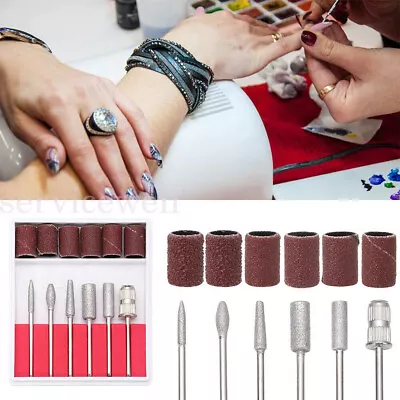 6X Nail Electric Drill Bits Sanding Bands File Set Filing Pedicure Manicure Tool • $5.74