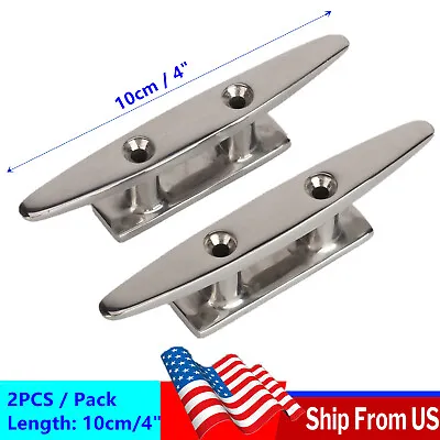 2 PCS 4  Mooring Cleat Deck Rope Yacht Marine Boat Dock Parts Stainless Steel • $13.49