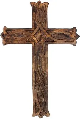 Wooden Wall Hanging Cross Handmade Antique Design - Rustic Look • £8.99