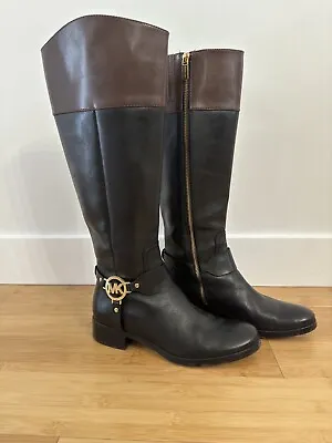 MICHAEL KORS Fulton Harness Tall Boots Women 7 Black/brown • $50