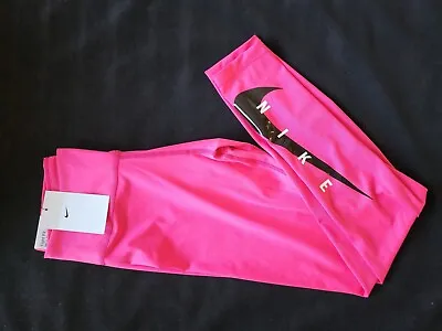 Nike Swoosh Dri Fit Women's Running Mid Rise 7/8 Tights Pink #dn4554-nwt • $44.99