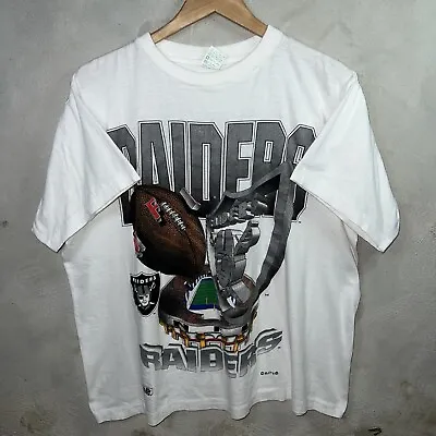 Vintage 90s Oakland LA Raiders NFL Football USA Made Single Stitch T-Shirt XL • $49.99