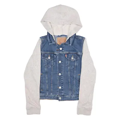 LEVI'S Womens Denim Jacket Blue Hooded M • £16.99