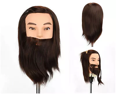 12inch Salon Man Beard Hair Hairdressing Styling Training Head Doll With Clamp • £20.99