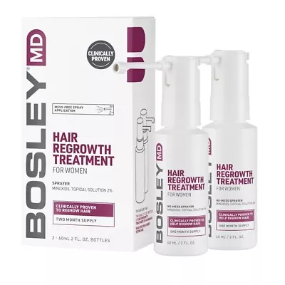 Bosley MD Women Hair Regrowth Treatment Reg Strength 2 PC 2 Month Supply 03/24 • $11.99