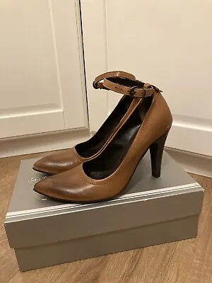 Lea Foscati Brown Leather Heels Shoes UK3 NEW!! • £29