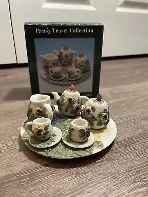 10 Piece Multicolor Pansies Miniature Tea Set-     By  Young's International • $10