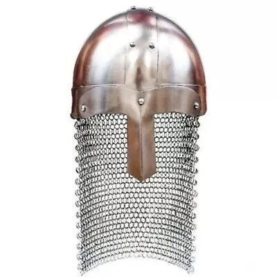 Roman Ancient War Helmet With Chainmail Curtain. • $125