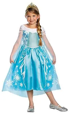 Girls Disney Frozen Movie Elsa Deluxe Dress & Tiara Costume S Dg56998l • $11.09