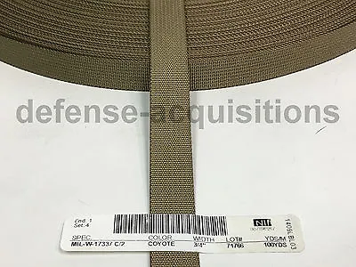 MilSpec Military Webbing 3/4 INCH MIL-W-17337 C2 COYOTE Per Yard • $0.99