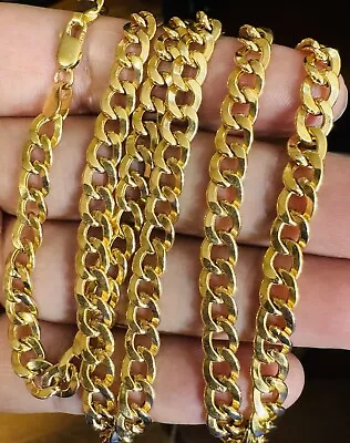 18K 750 Fine Yellow Gold Cuban Chain Necklace 24” Long 6mm 15g Men’s Womens • $1746