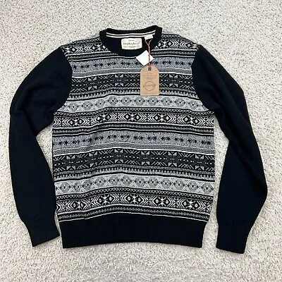 Weatherproof Pullover Sweater Mens Medium Black Crew Neck Long Sleeve Fair Isle • $7.51