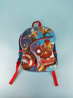 Avengers Small 12  Toddler Book Bag Back Pack Zip Closure W/ Pocket Red Blue • $7.27