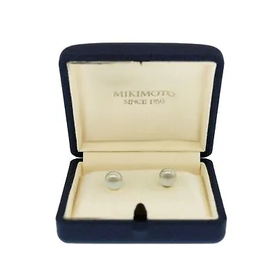 Signed Pair Of Mikimoto 18k White Gold 8.5mm Akoya Cultured Pearl Stud Earrings • $1999.99