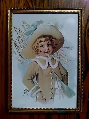 Vintage Maud Humphrey Framed Print ~  Spring Fair  ~ Victorian Girl ~ 5  X 7  • $12.50