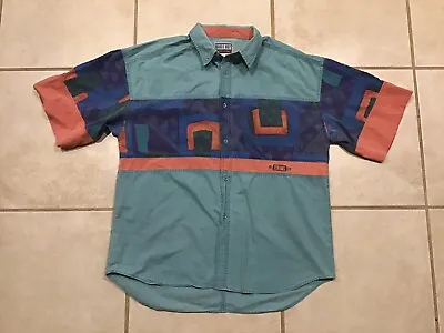 Vintage 90s 80s Bugle Boy Surf Grunge Colorblock Shirt Pink Ski Punk Hip Hop • $31.99