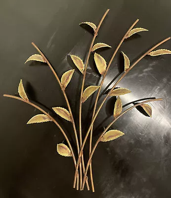 C JERE Brass Leaves Branch Metal Wall Art Sculpture MCM 17” Tall • $250