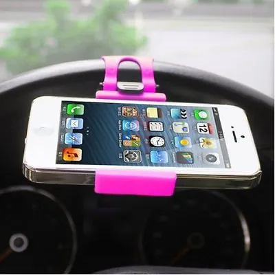 Universal Pink CAR MOUNT HOLSTER CLIP On Steering Wheel Cell Phone GPS Holder • $8.71