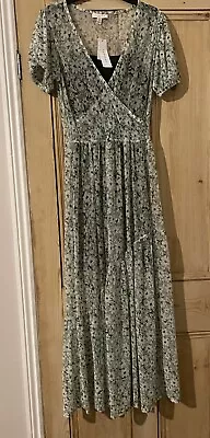£19.99 • Buy Top Shop Green Floral Chiffon Midi Dress With Camisole Under Vest Top Size 10.