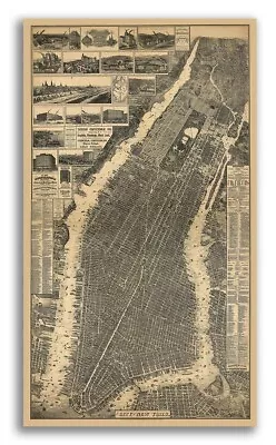 NYC New York 1879 Historic Panoramic Town Map - 20x36 • $20.95