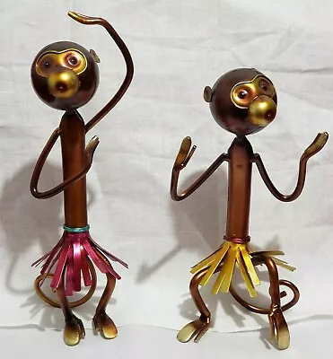 Dancing Monkeys Metal Modern Sculptures Figurines Home Decoration Set Of 2 • $32.79