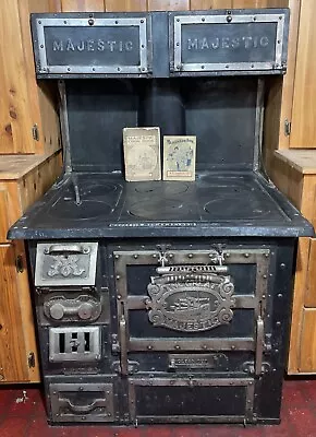 Great Majestic Wood Burning Stove W/Original Cook Book Black Great Condition • $2500