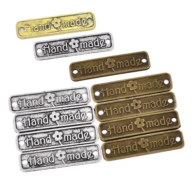 50/100Pcs Metal Labels Tags Handmade Clothing Sewing Charm Pendant Jewelry Craft • £4.73