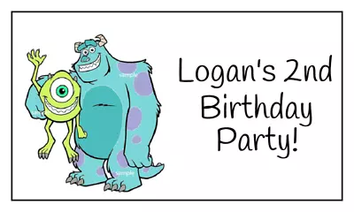 16 Personalized Monsters Inc. Birthday Stickers 3.5  X 2  Square TagsLabels • $5.49