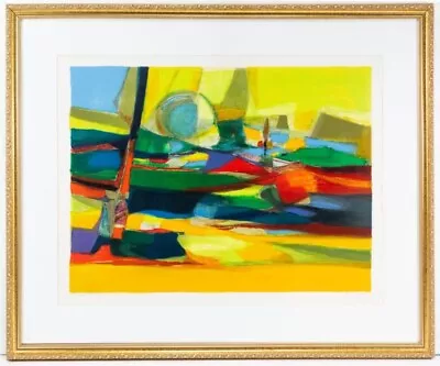 Signed MARCEL MOULY Paysage Vert Modern Abstract Landscape Framed Litho Print • $500