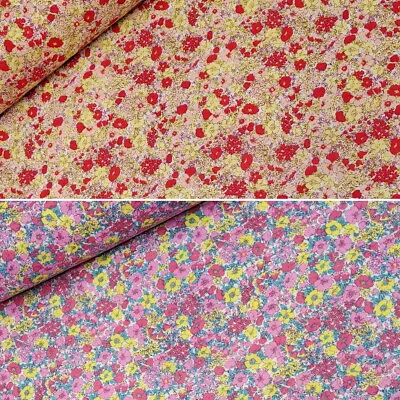 Polycotton Fabric Beacon Lane Bright Colourful Floral Flower Leaves Leaf • £2.70