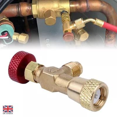 1/4''- 5/16'' R410A Copper Flow Control Valve For Refrigerant Charging Hose NEW • £8.86