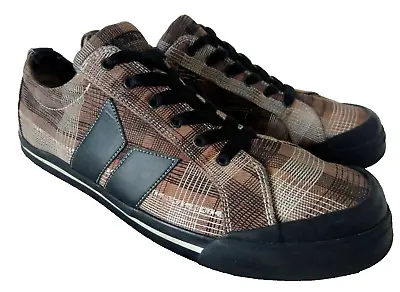 Macbeth Vegan Eliot Skate Shoes UK 10 Plaid Check Chocolate Brown Blink-182 Y2K  • £64.99