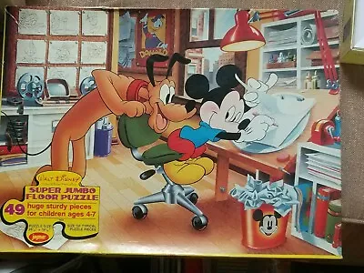 Jaymar Walt Disney Super Jumbo Floor Puzzle 49 Pcs Mickey Mouse-#1929-complete • $19.95