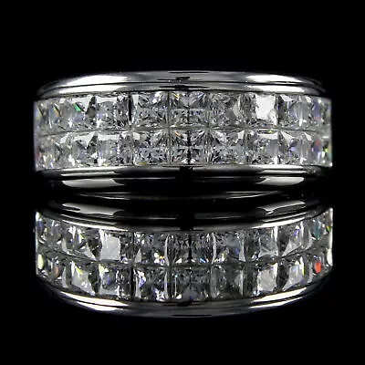 Simulated Diamond 3.3CT Invisible-Set Band Men's Wedding Ring Partywear Jewelry • $297.34