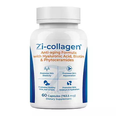 Zi-collagen®: Marine Collagen Phytoceramides Hyaluronic Acid & Biotin Capsules • $39.99