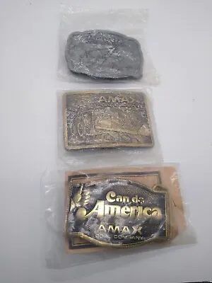 New Old Stock AMAX Coal Brass Belt Buckles  Lot Of 3 2 Sealed  Great Condition • $19.97