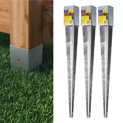Fence Post Holder Support Drive Down Spike Wedge Grip Galvanised  75mm Or 100mm • £23.95