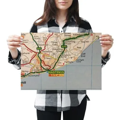 £8.99 • Buy A3 - Hastings UK Road Map Poster 42X29.7cm280gsm #45303