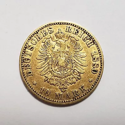 1880-A German States Prussia 10 Mark Gold Coin - KM504 - .1152 AGW - SKU-G3095 • $357