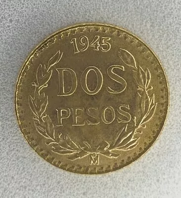 MEXICO - 1945  Mo (2) DOS PESOS .900 GOLD BU COIN 1.68g Total Weight • $155