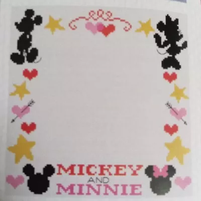 Cross Stitch  MICKEY & MINNIE MOUSE BORDER FRAME  Pattern ~ DISNEY Stars Heart • $8.99