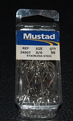 50 Mustad 34007SS-30 Size 3/0 Saltwater Stainless Steel O'Shaughnessy Hooks • $14.99