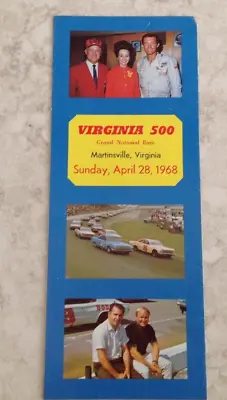 1968 NASCAR Martinsville Virginia 500 Brochure/Ticket Form/Spring Schedule • $10