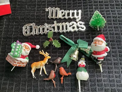 £1.99 • Buy Christmas Cake Toppers Santa, Robins, Snowman & More