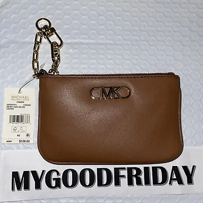 Michael Kors Parker Key Card Holder Wallet Luggage Color Leather NWT $128 • $29.99